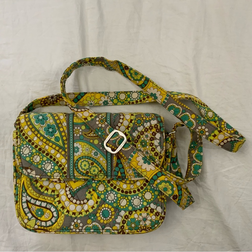 Vera Bradley Rachel Lemon Parfait Yellow Paisley Crossbody Bag Snap Front Purse